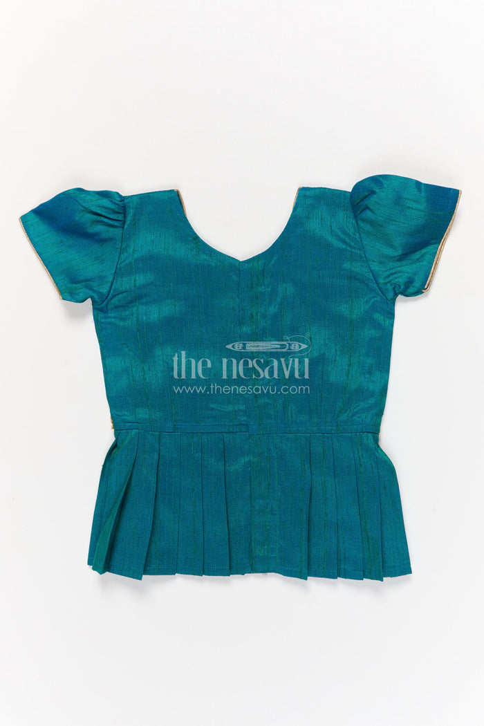The Nesavu Pattu Pavadai Baby Girl Pattu Pavadai Set for Festivals and Wedding Ceremonies Nesavu Nesavu baby girl pattu pavadai with zari embroidered skirt and raw silk blouse for traditional events
