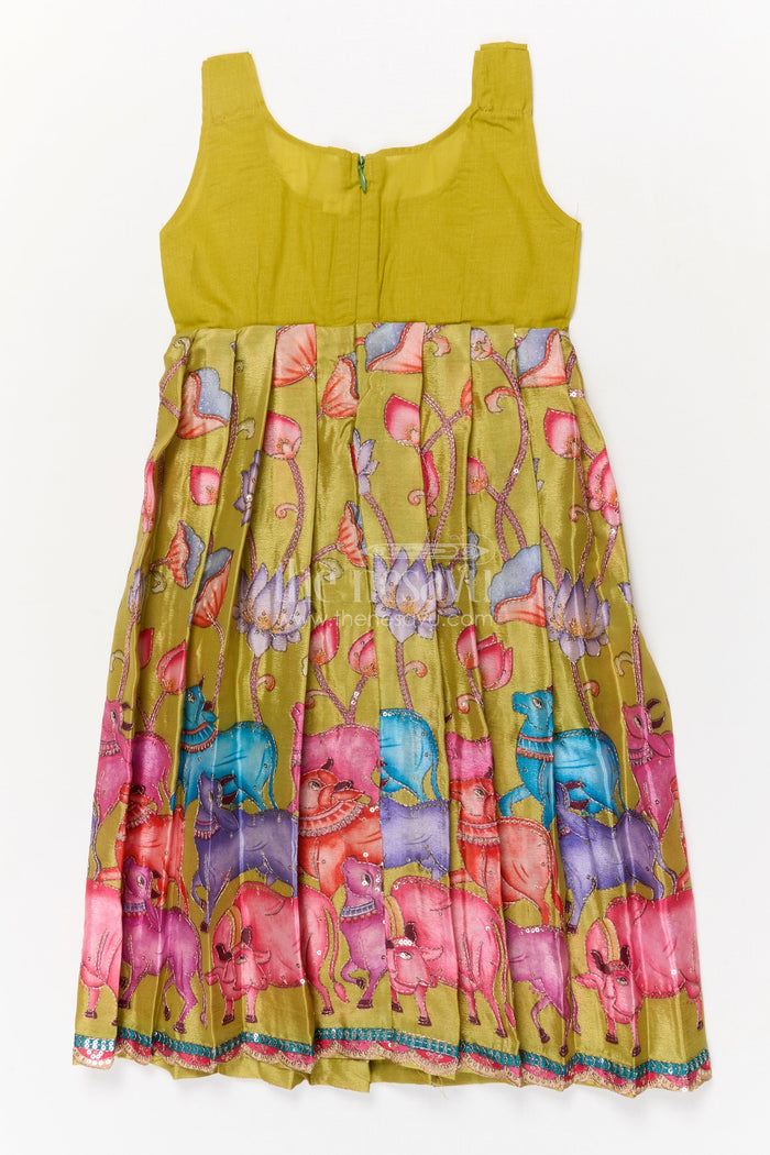 The Nesavu Pattu Pavadai Baby Girl Pattu Pavadai with Animal Motif Embroidery Skirt for Unique Festive Wear Nesavu Nesavu baby girl pattu pavadai with zari embroidered animal motif skirt and raw silk blouse