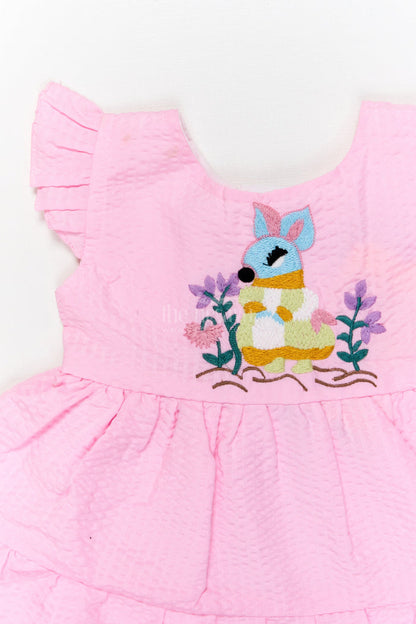 The Nesavu Baby Cotton Frocks Baby Girl Popcorn Embroidered Cotton Frock for Everyday Play Nesavu Nesavu baby girl cotton frock with popcorn texture and embroidery for playdates and daily wear