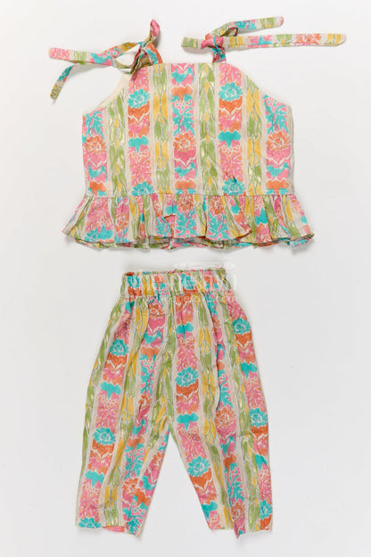 The Nesavu Girls Co-Ord Sets Baby Girl Printed Co-ord Set in Modal Silk for Cultural Gatherings and Festivals Nesavu Nesavu modal silk printed co-ord set for baby girls with ethnic motifs for festive celebrations