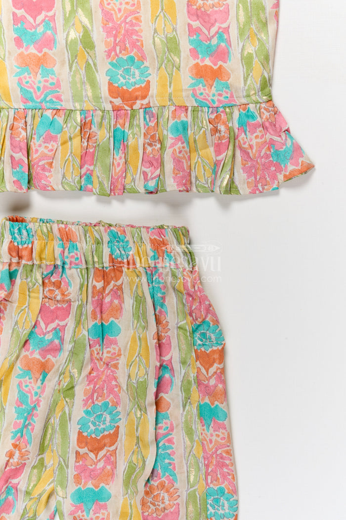 The Nesavu Girls Co-Ord Sets Baby Girl Printed Co-ord Set in Modal Silk for Cultural Gatherings and Festivals Nesavu Nesavu modal silk printed co-ord set for baby girls with ethnic motifs for festive celebrations
