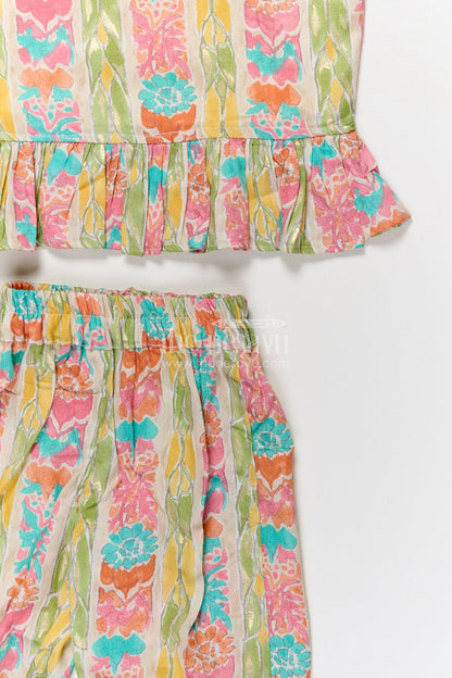 The Nesavu Girls Co-Ord Sets Baby Girl Printed Co-ord Set in Modal Silk for Cultural Gatherings and Festivals Nesavu Nesavu modal silk printed co-ord set for baby girls with ethnic motifs for festive celebrations
