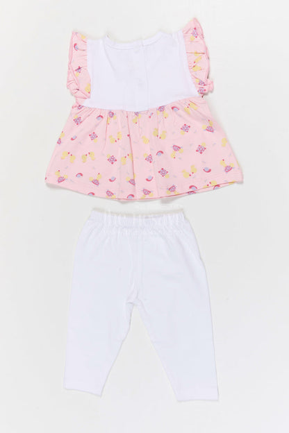The Nesavu Baby Casual Sets Baby Girl Printed Cotton Set for Daycare and Daily Wear Nesavu Nesavu Baby Girl Cotton Jersey Printed Set With Leggings For Daycare And Casual Outings