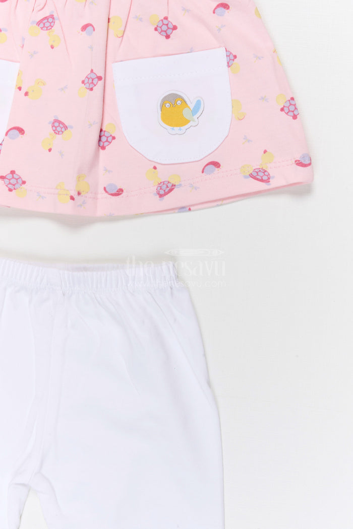 The Nesavu Baby Casual Sets Baby Girl Printed Cotton Set for Daycare and Daily Wear Nesavu Nesavu Baby Girl Cotton Jersey Printed Set With Leggings For Daycare And Casual Outings
