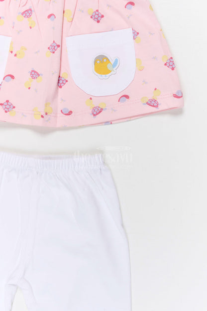 The Nesavu Baby Casual Sets Baby Girl Printed Cotton Set for Daycare and Daily Wear Nesavu Nesavu Baby Girl Cotton Jersey Printed Set With Leggings For Daycare And Casual Outings