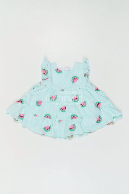 The Nesavu Baby Cotton Frocks Baby Girl Printed Frock for Daily Wear and Cute Outings Nesavu Nesavu Baby Girl Printed Muslin Cotton Frock For Daily Wear And Outings With Tiered Flared Design