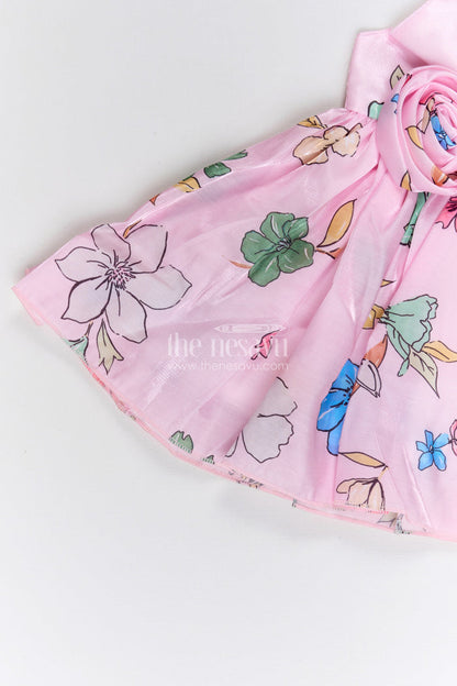 The Nesavu Baby Fancy Frock Baby Girl Satin Party Frock for Birthdays and Celebration Moments Nesavu Nesavu baby girl satin party frock with floral print for birthdays celebrations and baby occasions