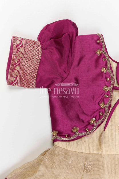 The Nesavu Silk Frock Baby Girl Silk Frock for Birthday Parties and Special Occasions Nesavu Nesavu Baby Girl Pink Silk Frock For Birthday Parties And Festive Occasions With Tissue Skirt Design