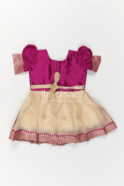 The Nesavu Silk Frock Baby Girl Silk Frock for Birthday Parties and Special Occasions Nesavu Nesavu Baby Girl Pink Silk Frock For Birthday Parties And Festive Occasions With Tissue Skirt Design