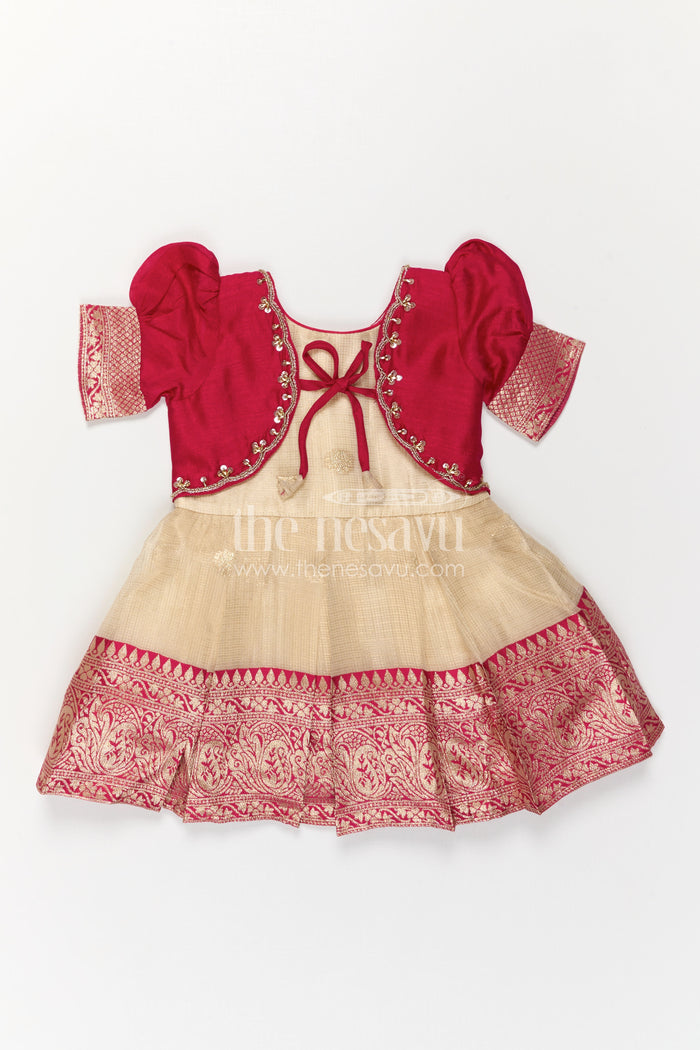 The Nesavu Silk Frock Baby Girl Silk Frock for Birthdays and Festive Occasions Nesavu Nesavu Baby Girl Silk Frock For Birthdays And Festive Occasions With Blend Silk And Flared Design