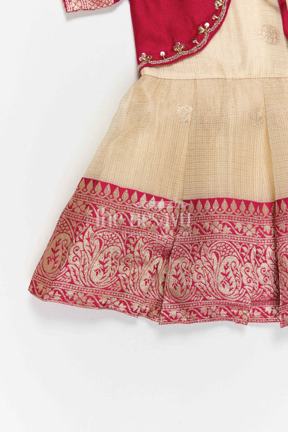 The Nesavu Silk Frock Baby Girl Silk Frock for Birthdays and Festive Occasions Nesavu Nesavu Baby Girl Silk Frock For Birthdays And Festive Occasions With Blend Silk And Flared Design