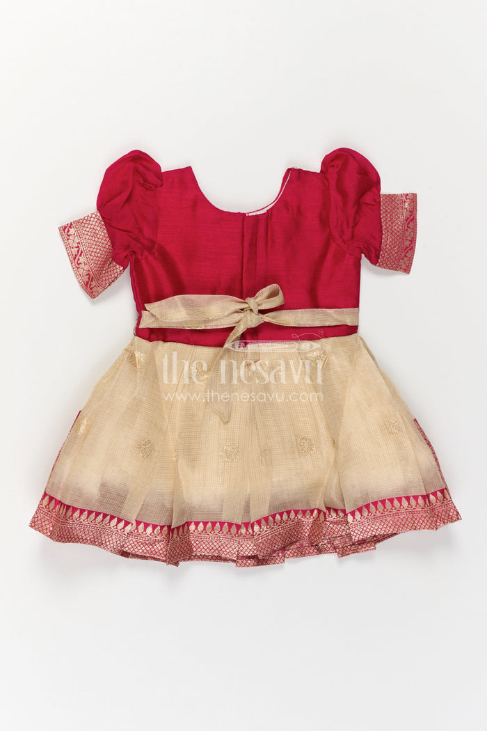 The Nesavu Silk Frock Baby Girl Silk Frock for Birthdays and Festive Occasions Nesavu Nesavu Baby Girl Silk Frock For Birthdays And Festive Occasions With Blend Silk And Flared Design