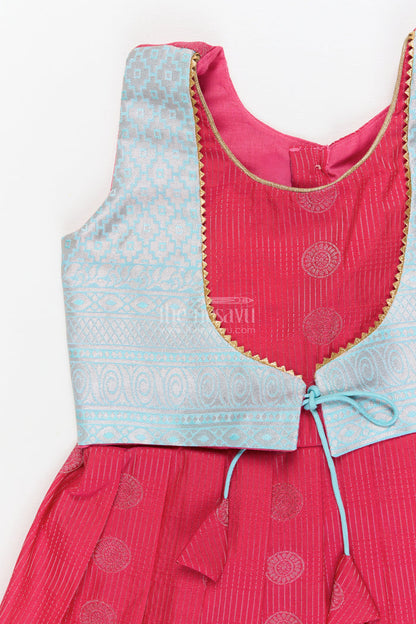 The Nesavu Girls Kanchi Silk Frock Baby Girl Silk Frock for Birthdays and Traditional Celebrations Nesavu Nesavu baby girl silk frock with zari border and overlay for birthdays and festive events
