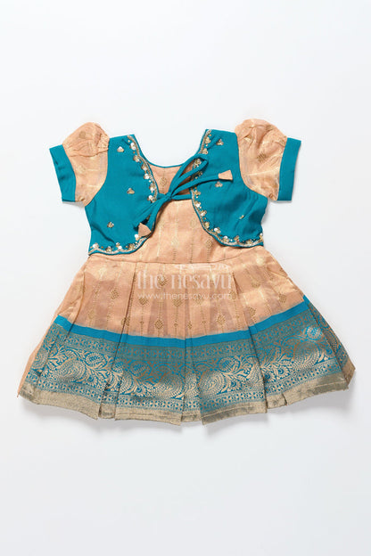 The Nesavu Silk Party Frock Baby Girl Silk Frock for Ethnic Events and Festive Family Photos Nesavu Nesavu ethnic silk frock baby girls zari pleats festive bodice design