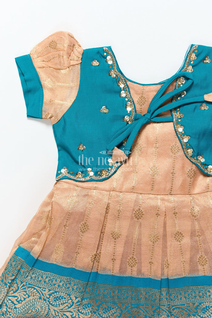 The Nesavu Silk Party Frock Baby Girl Silk Frock for Ethnic Events and Festive Family Photos Nesavu Nesavu ethnic silk frock baby girls zari pleats festive bodice design