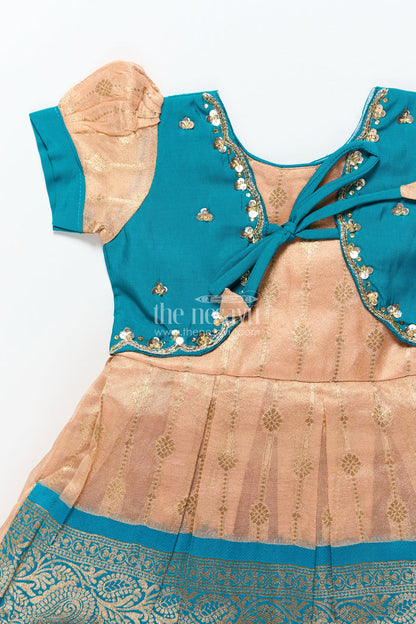 The Nesavu Silk Party Frock Baby Girl Silk Frock for Ethnic Events and Festive Family Photos Nesavu Nesavu ethnic silk frock baby girls zari pleats festive bodice design