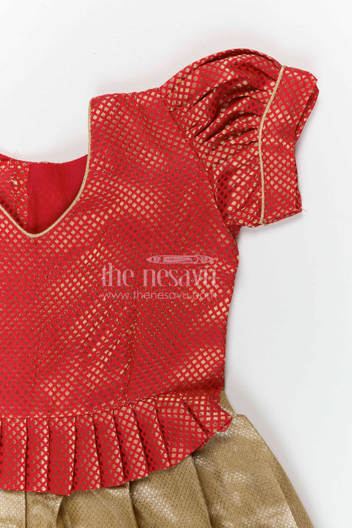 The Nesavu Silk Frock Baby Girl Silk Frock for Festivals and Traditional Celebrations Nesavu Nesavu baby girl silk frock for festivals and traditional celebrations with semi banaras fabric and tissue flared skirt
