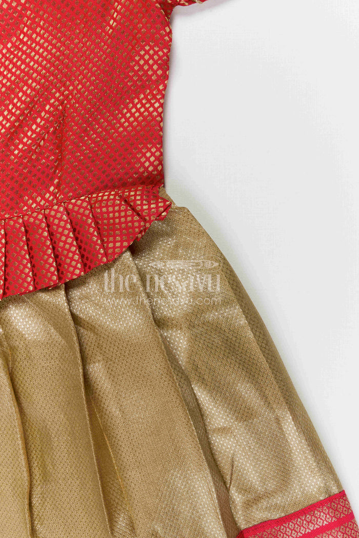 The Nesavu Silk Frock Baby Girl Silk Frock for Festivals and Traditional Celebrations Nesavu Nesavu baby girl silk frock for festivals and traditional celebrations with semi banaras fabric and tissue flared skirt