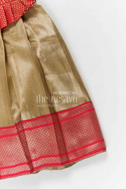 The Nesavu Silk Frock Baby Girl Silk Frock for Festivals and Traditional Celebrations Nesavu Nesavu baby girl silk frock for festivals and traditional celebrations with semi banaras fabric and tissue flared skirt