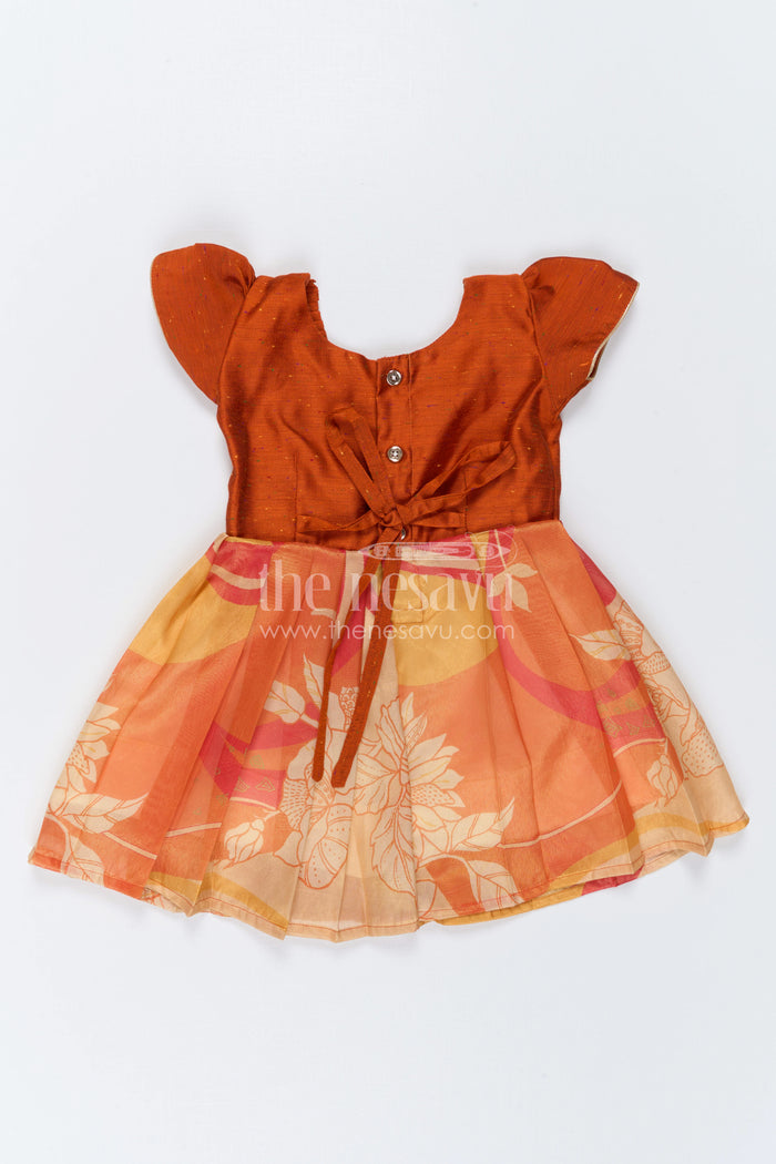 The Nesavu Silk Frock Baby Girl Silk Frock for Festive Birthdays and Family Celebrations Nesavu Nesavu Baby Girl Silk Frock With Digital Floral Print For Birthdays And Festive Celebrations