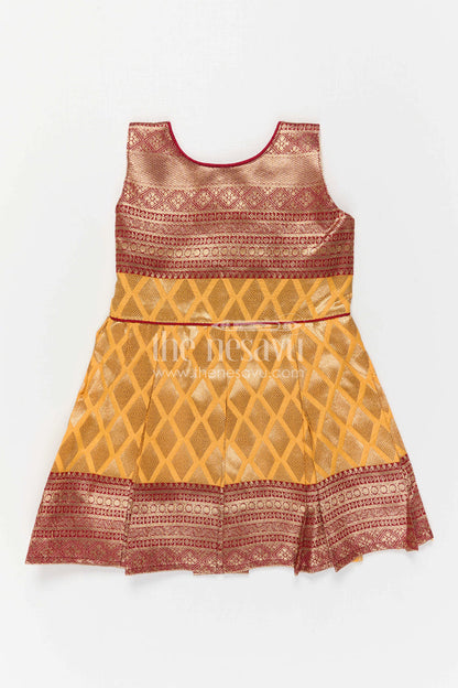 The Nesavu Silk Frock Baby Girl Silk Frock for Festive Celebrations and Functions Nesavu Nesavu Baby Girl Silk Frock For Festive Occasions With Semi Banaras Fabric And Traditional Flared Design