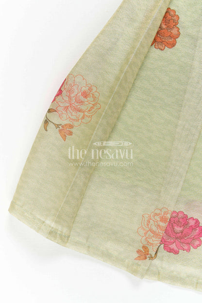 The Nesavu Silk Frock Baby Girl Silk Frock for Festive Gatherings and Family Celebrations Nesavu Nesavu Baby Girl Silk Frock With Floral Print Skirt For Festive Celebrations And Family Events