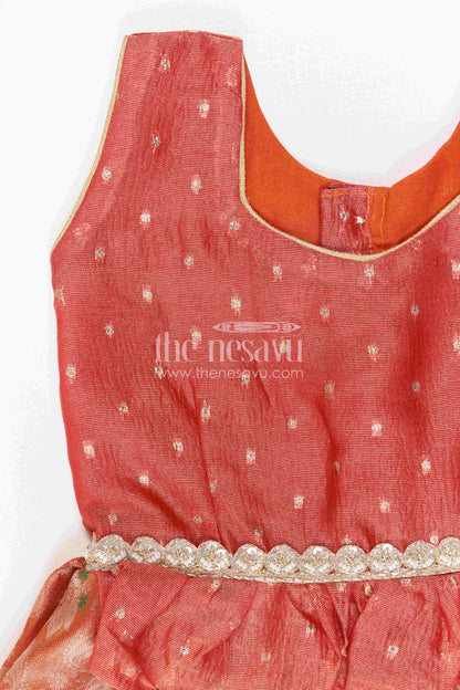 The Nesavu Silk Frock Baby Girl Silk Frock for Festive Photos and Traditional Functions Nesavu Nesavu Baby Girl Silk Frock With Tissue Yoke And Zari Border For Festive Celebrations