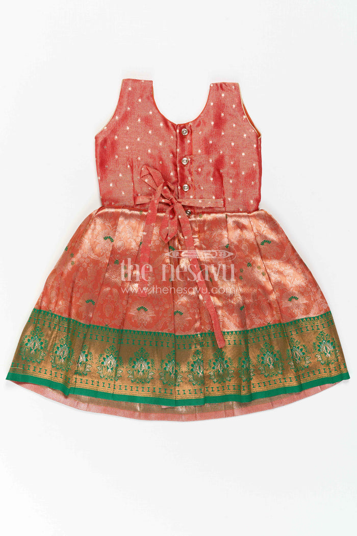 The Nesavu Silk Frock Baby Girl Silk Frock for Festive Photos and Traditional Functions Nesavu Nesavu Baby Girl Silk Frock With Tissue Yoke And Zari Border For Festive Celebrations