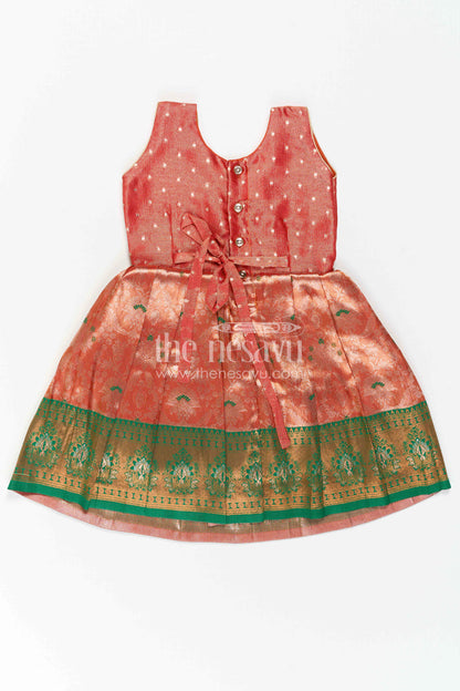 The Nesavu Silk Frock Baby Girl Silk Frock for Festive Photos and Traditional Functions Nesavu Nesavu Baby Girl Silk Frock With Tissue Yoke And Zari Border For Festive Celebrations