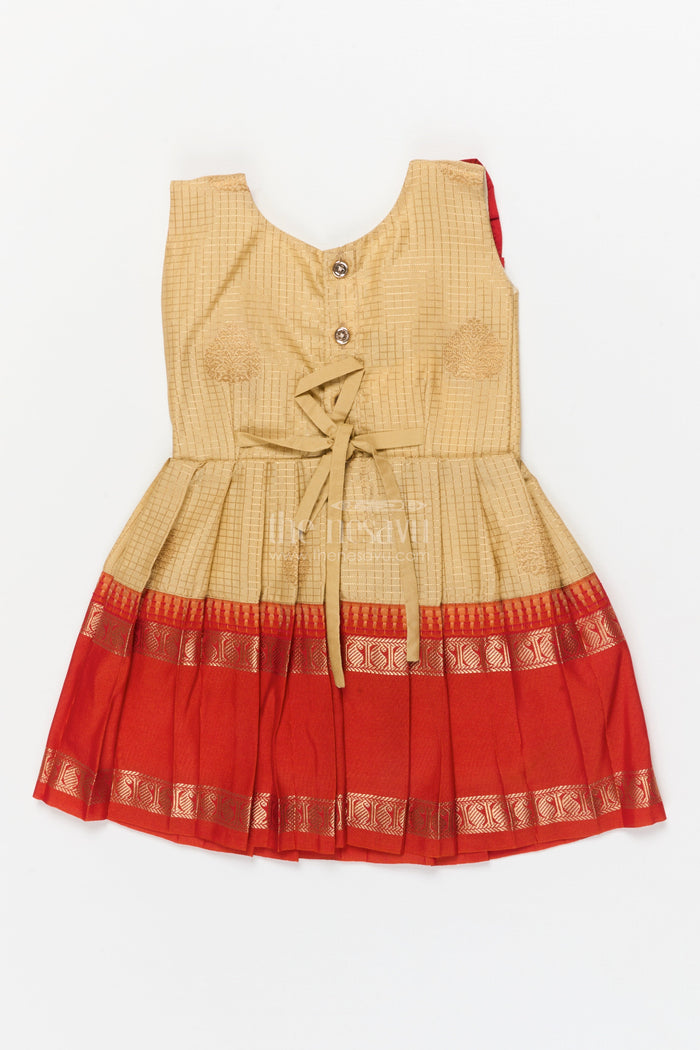 The Nesavu Girls Kanchi Silk Frock Baby Girl Silk Frock for Festive Rituals and Family Functions Nesavu Nesavu baby girl silk frock for traditional celebrations with zari border and pleated ruffle yoke