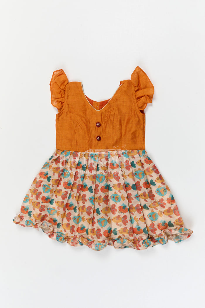 The Nesavu Silk Frock Baby Girl Silk Frock for Festive Wear and Family Outings Nesavu Nesavu baby girl silk frock for festive wear and outings with chanderi cotton digital print and flared design
