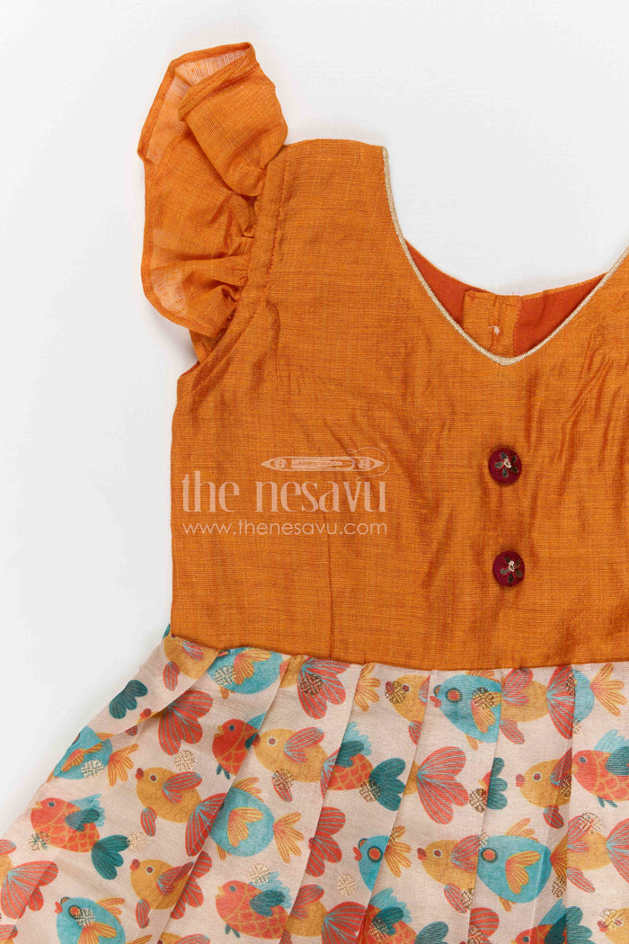 The Nesavu Silk Frock Baby Girl Silk Frock for Festive Wear and Family Outings Nesavu Nesavu baby girl silk frock for festive wear and outings with chanderi cotton digital print and flared design