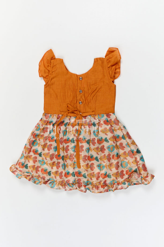 The Nesavu Silk Frock Baby Girl Silk Frock for Festive Wear and Family Outings Nesavu Nesavu baby girl silk frock for festive wear and outings with chanderi cotton digital print and flared design