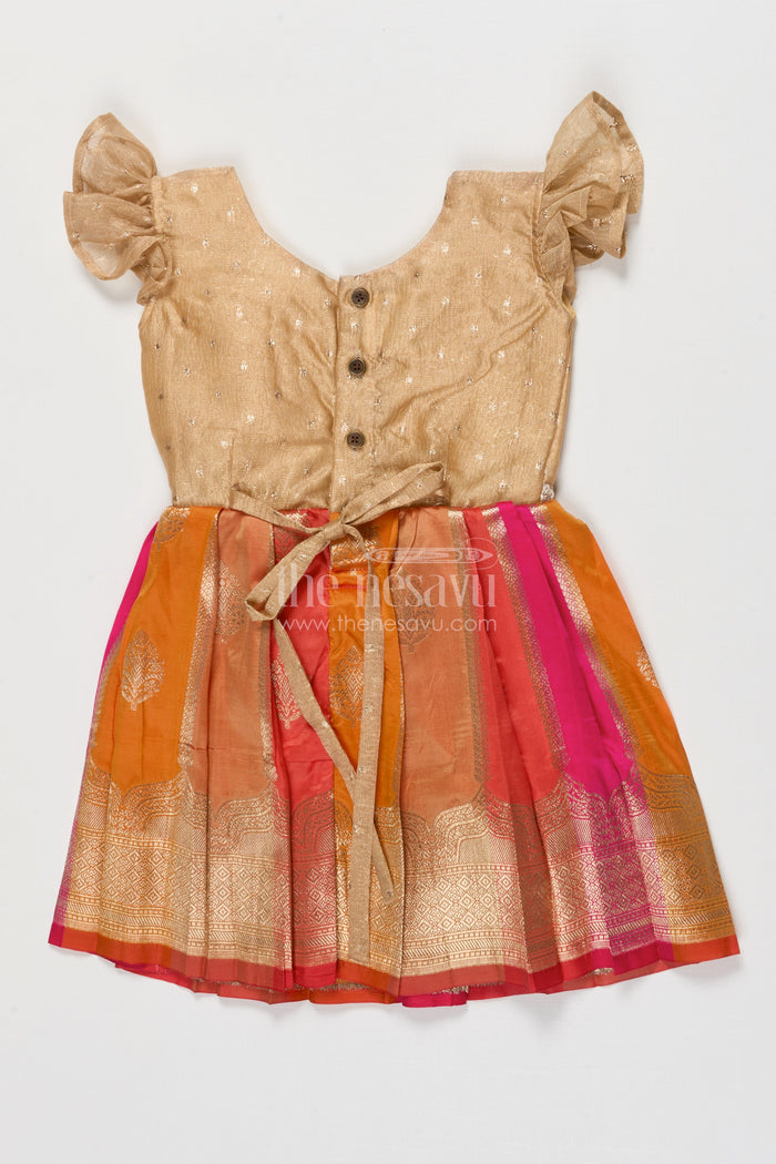 The Nesavu Silk Frock Baby Girl Silk Frock for Festive Weddings and Family Functions Nesavu Nesavu baby girl silk frock with zari border and tissue yoke for weddings and ethnic day