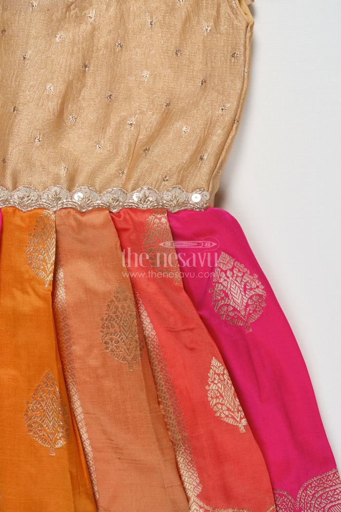 The Nesavu Silk Frock Baby Girl Silk Frock for Festive Weddings and Family Functions Nesavu Nesavu baby girl silk frock with zari border and tissue yoke for weddings and ethnic day
