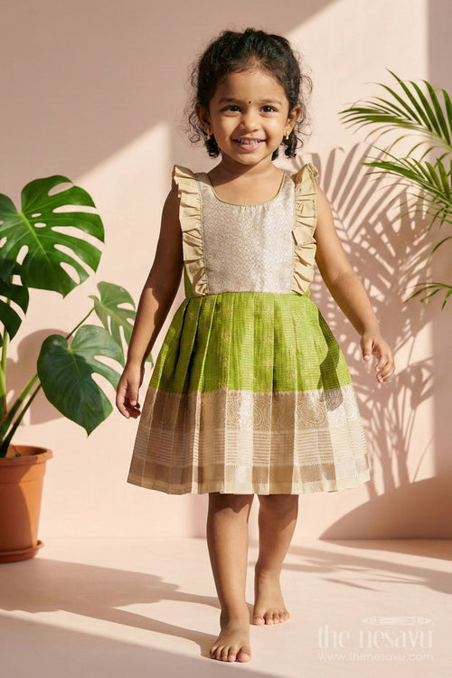 The Nesavu Girls Kanchi Silk Frock Baby Girl Silk Frock for Naming Ceremony and Festive Events Nesavu Nesavu baby girl silk frock for naming ceremonies and traditional festive occasions