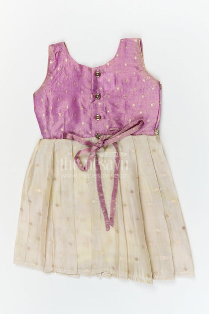 The Nesavu Silk Frock Baby Girl Silk Frock for Temple Visit and Festive Celebrations Nesavu Nesavu baby girl silk frock for weddings and festive celebrations with semi banaras silk and tissue yoke design
