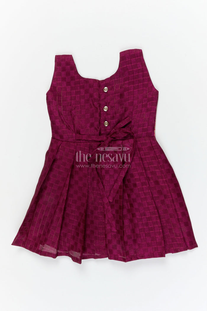 The Nesavu Silk Frock Baby Girl Silk Frock for Wedding Receptions and Cultural Occasions Nesavu Nesavu sleeveless silk frock for baby girls with paithani border – ideal for weddings and traditional celebrations