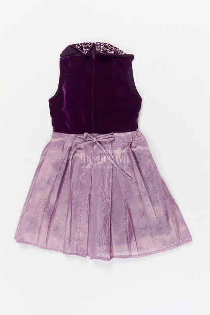 The Nesavu Silk Frock Baby Girl Silk Frock for Weddings and Special Evening Events Nesavu Nesavu baby girl silk frock for wedding functions with velvet yoke and floral jacquard skirt