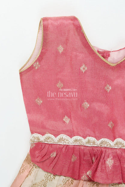 The Nesavu Silk Frock Baby Girl Silk Frock for Weddings and Traditional Ceremonies Nesavu Nesavu baby girl Banaras silk frock with tissue yoke for weddings and traditional events
