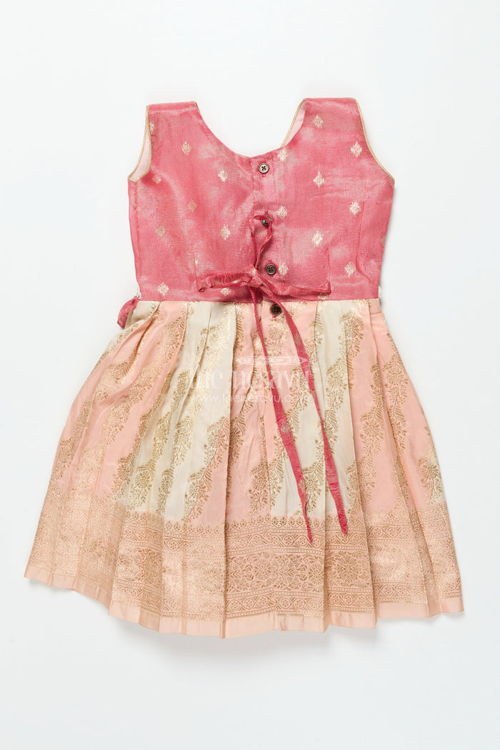 The Nesavu Silk Frock Baby Girl Silk Frock for Weddings and Traditional Ceremonies Nesavu Nesavu baby girl Banaras silk frock with tissue yoke for weddings and traditional events