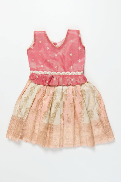 The Nesavu Silk Frock Baby Girl Silk Frock for Weddings and Traditional Ceremonies Nesavu Nesavu baby girl Banaras silk frock with tissue yoke for weddings and traditional events