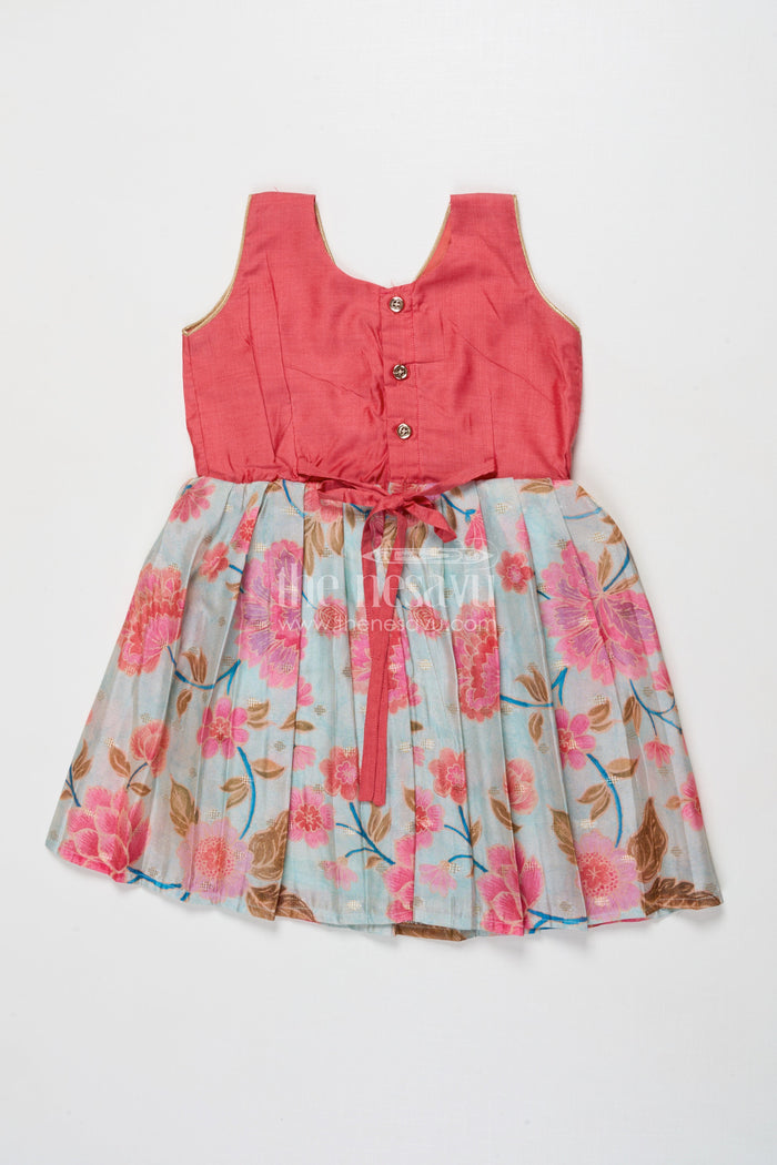 The Nesavu Silk Frock Baby Girl Silk Frock with Floral Digital Print for Birthdays and Casual Celebrations Nesavu Nesavu baby girl silk frock with floral digital print in Banaras art silk – ideal for birthday celebrations
