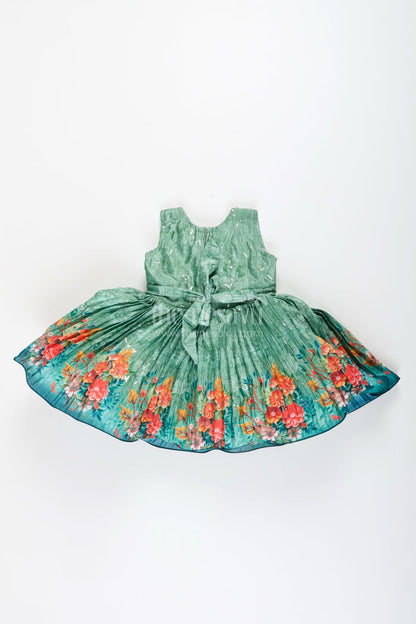 The Nesavu Silk Frock Baby girl silk frock with floral embroidery for weddings and poojas Nesavu Nesavu baby girl silk frock floral embroidery pleated flare  ideal festive functions