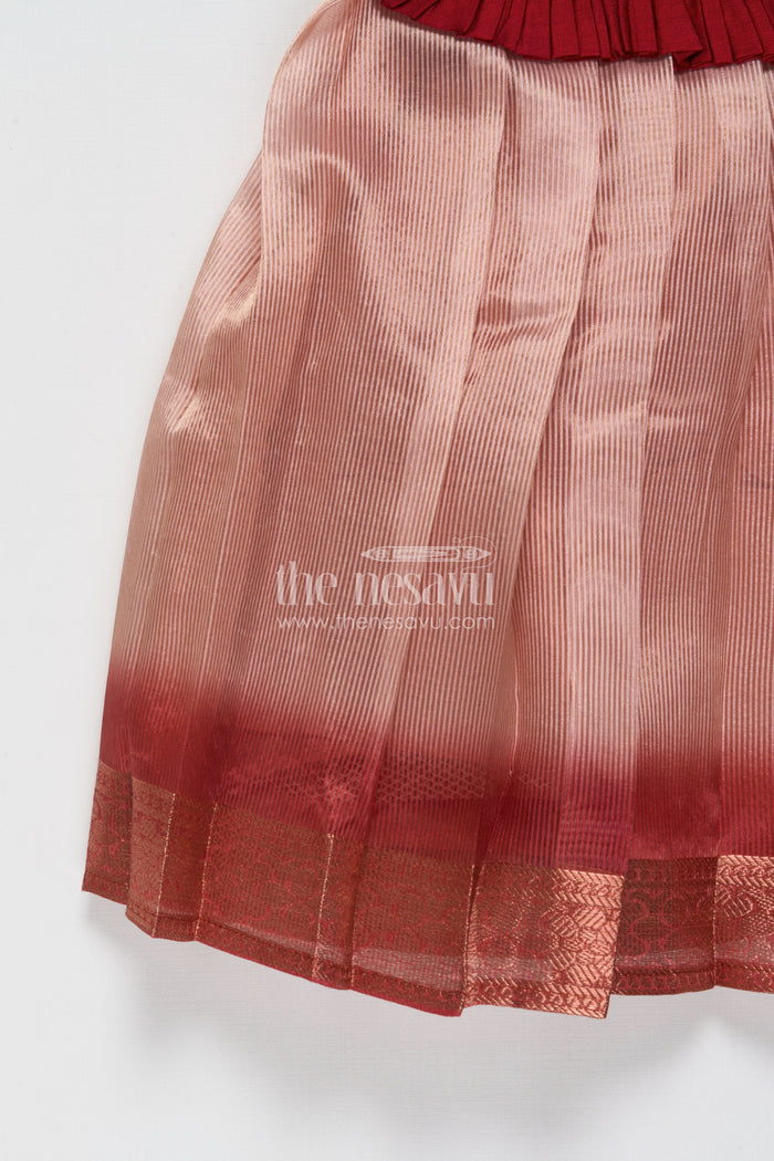 The Nesavu Silk Frock Baby Girl Silk Frock with Zari Border for Weddings and Festive Ceremonies Nesavu Nesavu baby girl silk frock with tissue silk pleats and zari border – perfect for weddings and family rituals
