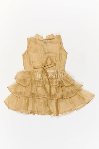 The Nesavu Girls Fancy Frock Baby Girl Sleeveless Frock for Traditional Celebrations and Milestone Photoshoots Nesavu Nesavu baby girl sleeveless frock with layered ruffles and lace belt for festive occasions