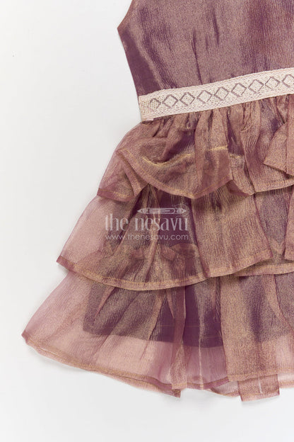 The Nesavu Girls Fancy Frock Baby Girl Sleeveless Frock for Weddings and Birthday Partywear Nesavu Nesavu sleeveless baby girl frock with lace belt and ruffle flare for festive occasions