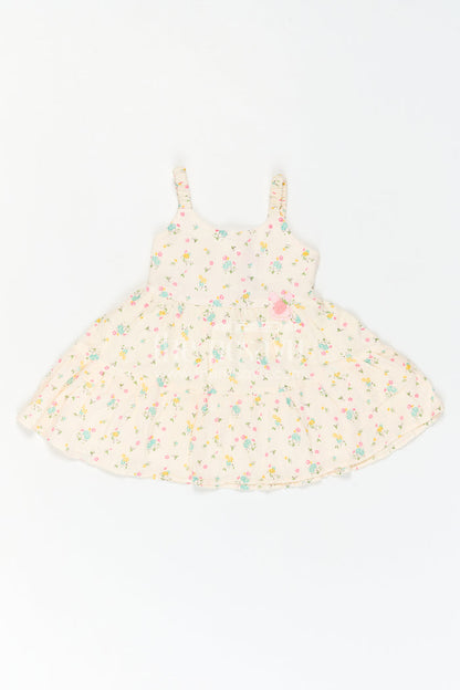The Nesavu Baby Cotton Frocks Baby Girl Sundress for Garden Party Moments Nesavu 14 (6M) / Cream / Muslin Cotton BFJ1015A-14 Nesavu Baby Girl Sundress For Garden Party Moments With Muslin Cotton And Floral Print