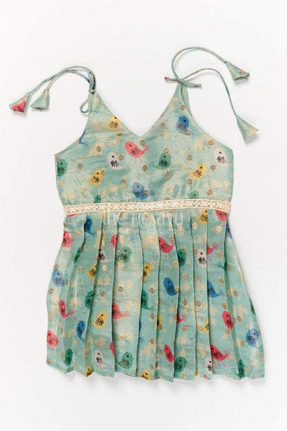 The Nesavu Tie-up Frock Baby Girl Tie-up Frock for Everyday Comfort and Playtime Nesavu Nesavu baby girl tie-up frock with printed art silk for casual wear and daily comfort
