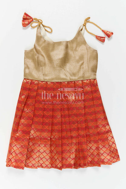 The Nesavu Tie-up Frock Baby Girl Tie up Frock for Festive Birthdays and Celebrations Nesavu Nesavu Baby Girl Tie Up Frock With Woven Festive Skirt For Birthdays And Traditional Celebrations